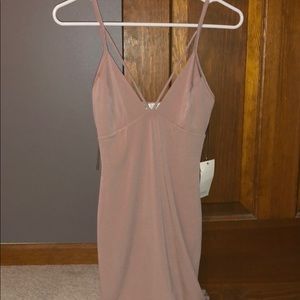 Skin tight tan cocktail party dress
